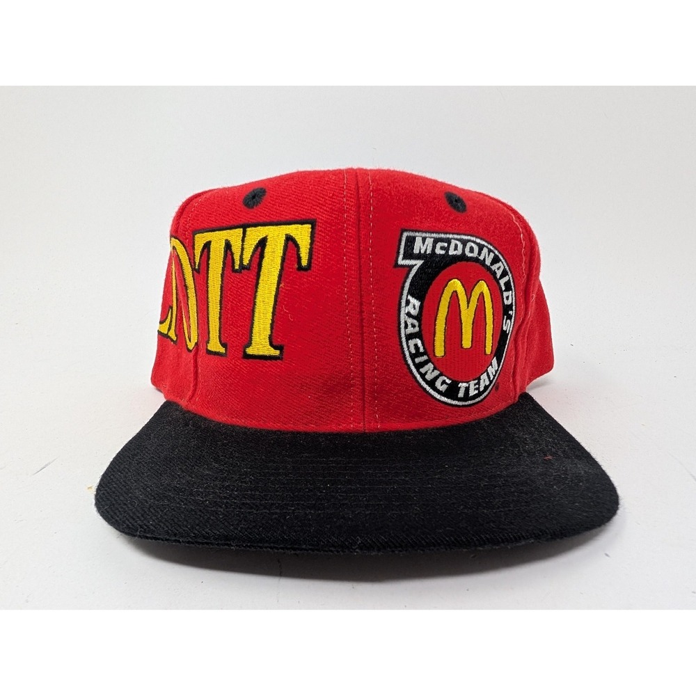Vintage Bill Elliott Hat Cap Snap Back Mens One Size Red NASCAR Racing McDonalds